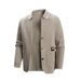 Modern Notch Collar Knit Cardigan For Men – Minimalist Textured Pullover In Versatile Neutrals_viptrois.com