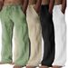 Men's Clothing Men's European And American Independent Station New Solid Color Cotton And Linen Loose Casual Drawstring Multi Pocket Trousers_viptrois.com