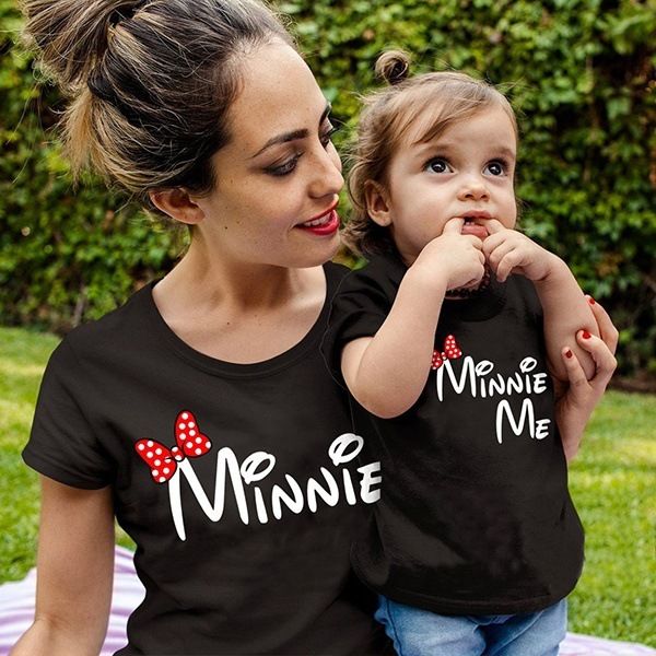 2024 New Cartoon Cute Parent Child Wear Pattern Women's Printed T Shirt Short Sleeve_viptrois.com