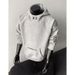 White Flower Gray Turtleneck Hooded Sweater Men's And Women's Autumn And Winter American Splicing Embroidered Jacket Stiff Inner Cover_viptrois.com