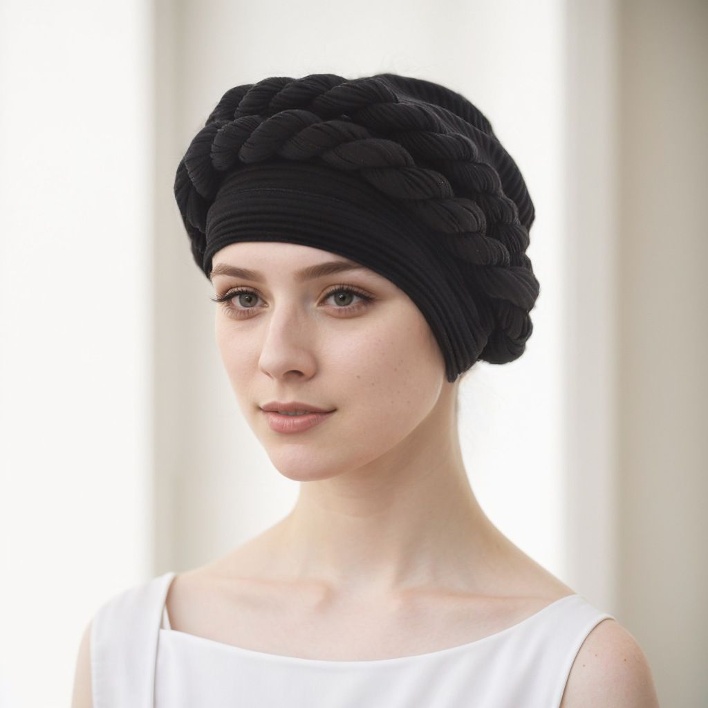 New Baotou Hat Braid Hat Messy Linen Wrinkled Braid Muslim Hat_viptrois.com