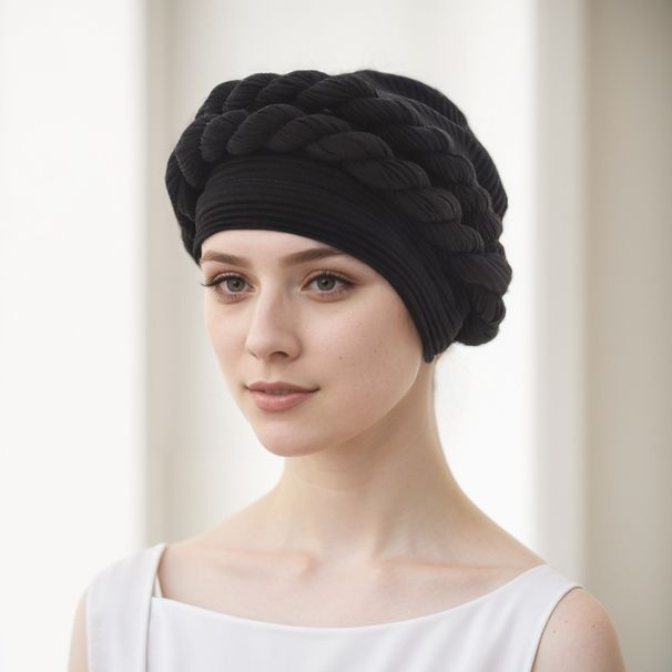 New Baotou Hat Braid Hat Messy Linen Wrinkled Braid Muslim Hat_viptrois.com
