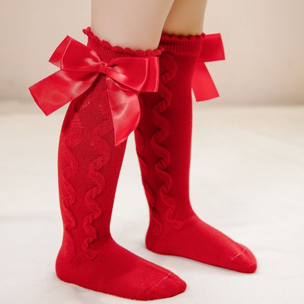 Kid's Clothing Copyright Applied For Spring And Autumn Double Bow Princess Baby Mid Tube Socks 0 To 3 Years Old Lolita Dress Socks_viptrois.com