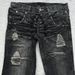 Y2K Gothic Grunge Vintage Washed Denim Jeans With Lace-Up Detail & Flared Hem For Streetwear Fashion_viptrois.com
