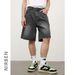 Nirben Denim | American Trendy Brand Ink Splashed Paint Dot Denim Shorts Men's High Street Loose Straight Five Point Pants_viptrois.com