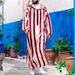 Men's Clothing ethnic style men's clothing 2024 autumn new color matching striped long Muslim robe hoodie_viptrois.com