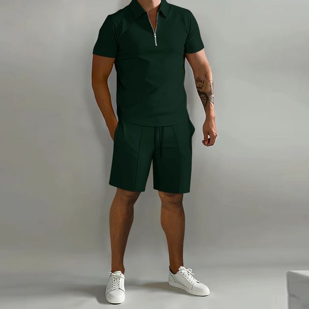 Trendy Men's Polo Casual Loose Short Sleeved Shorts Sports Set Short Sleeved Shorts Summer Set_viptrois.com
