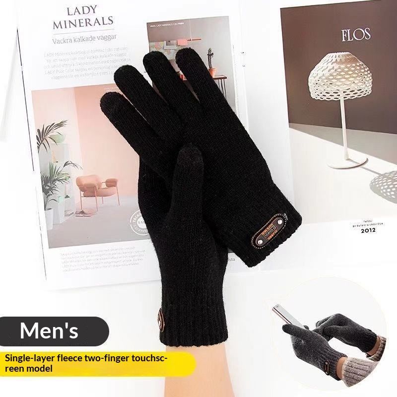 Pulse Winter Fleece-Lined Touchscreen Knitted Gloves Men Women, Warm For Cycling And Driving, Five-Finger Cold-Proof,_viptrois.com