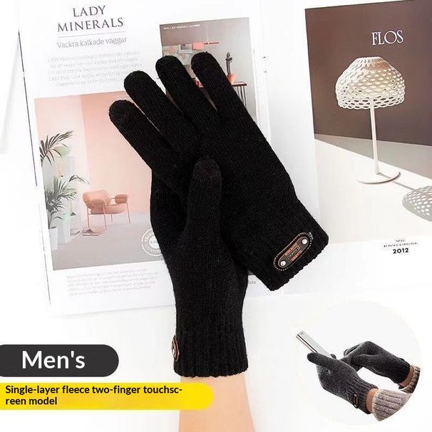Pulse Winter Fleece-Lined Touchscreen Knitted Gloves Men Women, Warm For Cycling And Driving, Five-Finger Cold-Proof,_viptrois.com