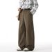 Men's Clothing Side Split Stitching Pleated Casual Pants Men's Autumn New Trendy Brand Loose Straight Pants Retro Silhouette Long Pants_viptrois.com