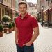 Men's Clothing Men's Short-Sleeved Collared Shirt Muscle Fitness Stretch Solid Color Sports Casual Cardigan Style Summer_viptrois.com