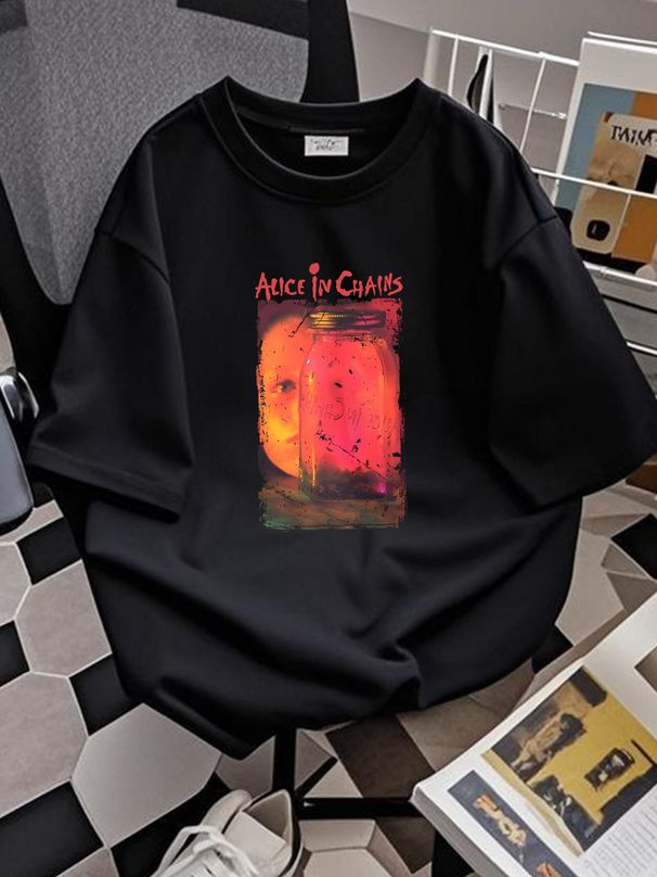Alice In Chain JAR OF FLIES T-Shirt NEW Authentic & Licensed Front & Back Design Designer Clothes Slightly Breathable Fashion Soft Homme Stretched_viptrois.com