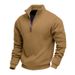 2025 Men's Autumn And Winter Fleece Heavy Sweater Solid Color Casual Stand-up Collar Long-sleeved Zipper Pullover Men's Sweater_viptrois.com