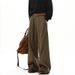 American Lazy Pants Men's Spring, Autumn And Winter Loose Wide-leg Brown Overalls Retro Drape Straight Trousers_viptrois.com