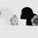 Women's Hats Flower Warm Knitted Hat Autumn And Winter Jacquard Men And Women Retro Street Personality Face Small Pullover Hat_viptrois.com