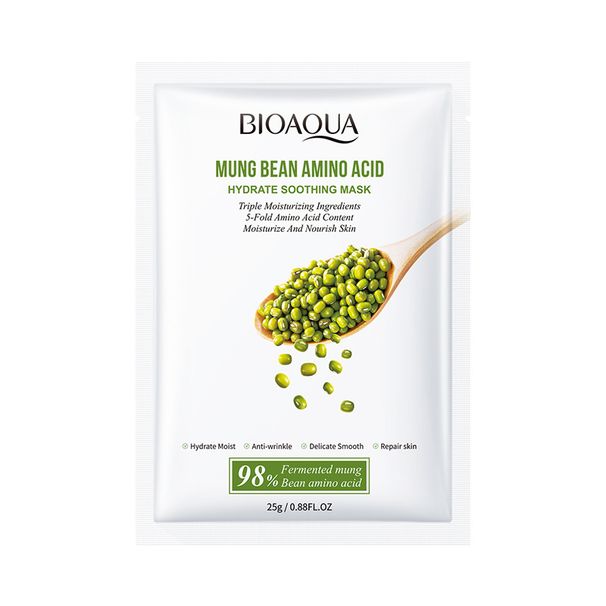BIOAOUA Mung Bean Amino Acid Hydrating Water Soothing Mask/25g1 Piece, Moisturizing And Rejuvenating Mask_viptrois.com