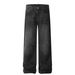 Men's Clothing Street Retro 2025 Neutral High End Washed Black Design Men's Loose Straight Jeans_viptrois.com