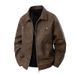 American Spring And Autumn Middle Aged Youth Solid Color Collar Leather Male Maillard Luxury Motorcycle Couple Jacket_viptrois.com