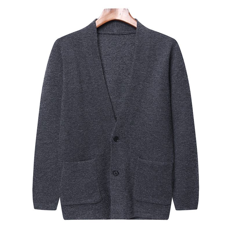 Men's Knit Cardigan Sweater - Slim Fit V-Neck Long Sleeve Pullover For Casual Wear (Gray, Black, Burgundy, Camel)_viptrois.com