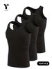 2025 Men's Vest, Black, 3-piece, Breathable, Quick-drying, Sports Vest Made Of Polyester Fiber, Suitable For Gym, Running And Training, Casual, Pure C_viptrois.com