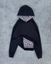 Men's Oversized Plaid Hoodie – Streetwear Pullover With Checkered Print, Hip-Hop Inspired Heavyweight Sweatshirt (Light Grey/Black/Navy Blue)_viptrois.com