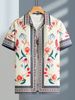 Large Size Men's Trendy Short Sleeve Shirt Loose Fit Casual Lapel Polyester Summer Shirt Printed Modern Stylish_viptrois.com