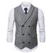 Retro Double-Breasted Print Waistcoat For Men Checkered Vest For Casual & Business Wear_viptrois.com