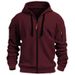 Men's Zip-Up Hoodie With Embroidered Badge & Multiple Pockets - Hip-Hop Style Pullover For Casual Streetwear (S-Xxxl, 9 Colors)_viptrois.com