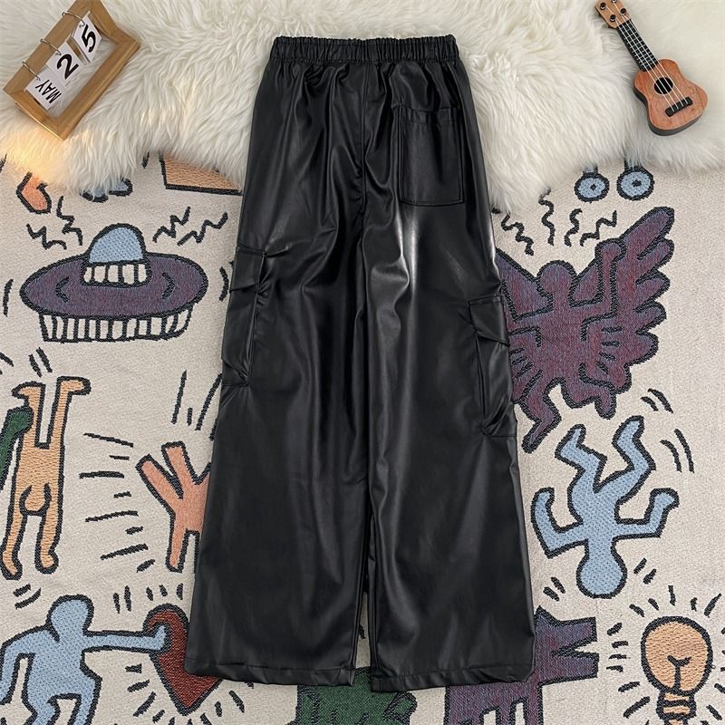 Men's Clothing Street Motorcycle Style Leather Pants Design Sense High Street Functional Overalls Trendy Hiphop Handsome Pants_viptrois.com