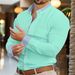 Men's Oversized Solid Color Lapel Long Sleeved Shirt Sporty Fashionable Clothing Button Design 8 Colors Available_viptrois.com