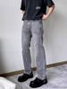 Men's Clothing High Street Washed Gray Straight Tube Slightly Flared Cleanfit Pants Trendy_viptrois.com