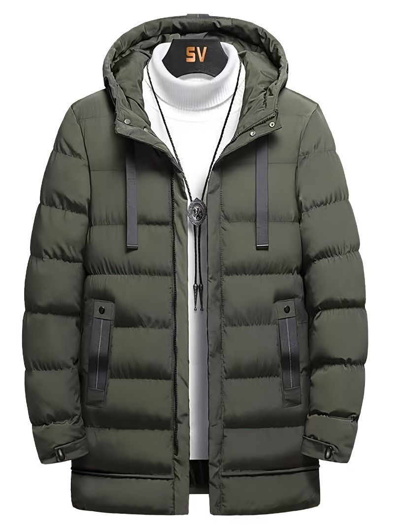 Men's Long Down Coat With Hood – Premium White Goose Feather Winter Jacket, Waterproof & Windproof (EU XXS-XXXL, Black/Navy/Army Green)_viptrois.com