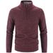 "Unisex Fleece-Lined Cardigan – Minimalist Stand Collar Knit Sweater With Ribbed Hem"_viptrois.com