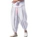 Men's Cotton-Linen Casual Pants – Lightweight, Breathable & Drawstring Waist For Summer & Beach (White/Black/Navy, S-3XL)_viptrois.com