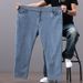 Large Size Jeans Men's Fattened Plus Size Fat Loose Straight Jeans Men's Elastic Cross-border Jeans_viptrois.com