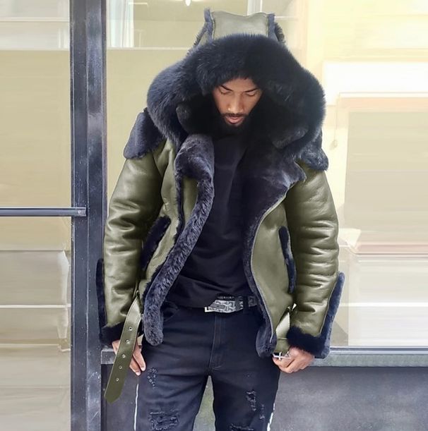 Autumn And Winter Zipper Men's Thick Motorcycle Leather Jacket W144_viptrois.com
