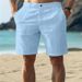 Men's Cotton Linen Solid Color Button Beach Shorts Breathable Casual Outdoor Straight Leg Summer Shorts_viptrois.com