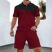 Men's Waffle Knit Short Sleeve Shirt & Shorts Set - Lapel Collar With Pocket, Summer Casual Matching Outfit_viptrois.com