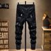 Men's Clothing Ripped Patch Jeans Spring And Autumn New Trendy Brand Black High Street Versatile Slim Fit Skinny Casual Trousers_viptrois.com