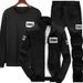 Men's 3-Piece Arrow Track Suit Set - Lightweight Hooded Jacket & Joggers For Casual & Sports - Breathable 100% Polyester - Grey/Black/Navy (M-Xxxxl)_viptrois.com