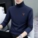 High Collar Spring And Autumn Long Sleeve T-Shirt Men's Korean Style Pure Cotton Warm Base Shirt One Piece Dropshipping_viptrois.com