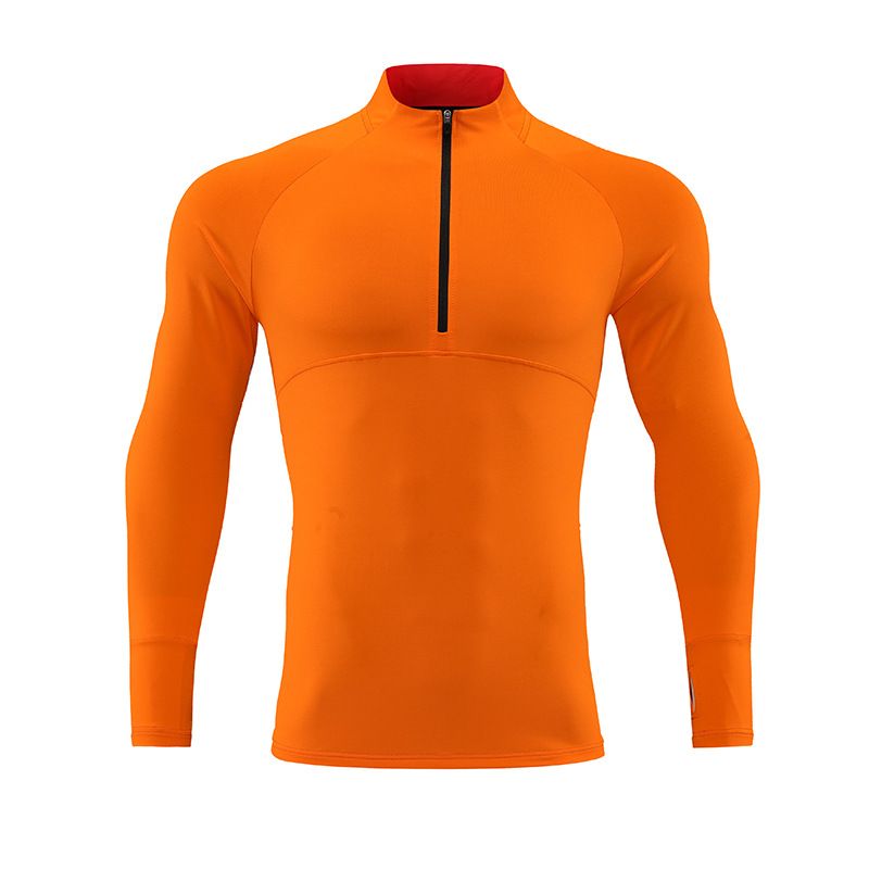 Men's Clothing Casual Zipper Training Long Sleeve Cross Border Quick Drying Stand Collar Reflective Strip Sports Fitness Running Clothes_viptrois.com