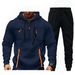 Men's Zip-Up Hoodie With Multi-Pocket Design - Streetwear Pullover Sweatshirt (Dark Gray, Black, Olive, Navy, Khaki) - Unisex Casual Set_viptrois.com