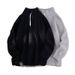 Autumn And Winter High Collar Half Zipper Sweater, Casual Loose Knitted Sweater With Pullover And Outer Thread Tie_viptrois.com