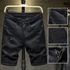 Men's Clothing Denim Shorts Half Pants Pure Black Mid Length Pants Ripped Brand Breeches_viptrois.com