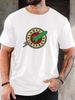 Maglietta Uomo Verde 100% Cotone 180g Collo Tondo Stampa Spazio Retrò Planet Express Leggera Traspirante Vestibilità Regolare_viptrois.com