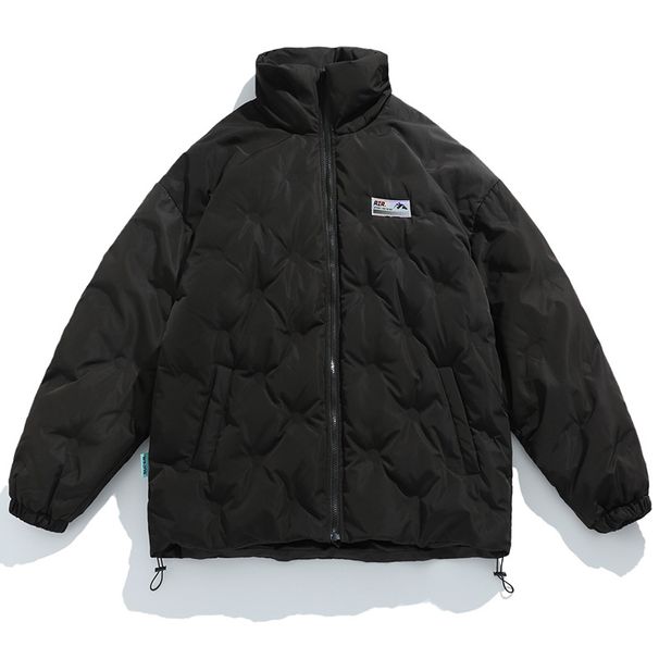 Monochrome Man- Custom Textured Thickened Down For Men Winter Stand Collar Loose Trendy Brand Warm Puffer Jacket Coat_viptrois.com