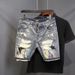 Men's Clothing Denim Shorts Men's Trendy Scratched Patch Beggar 5 Point Pants Internet Celebrity Douyin Light Colored Trendy Brand Summer_viptrois.com