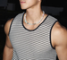 150kg Plus Size Men's Fashion Crochet Black And White Color Block Striped Tank Top Summer Basic Simple Versatile_viptrois.com
