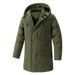 Men's Longline Hooded Padded Coat - Slim-Fit Winter Jacket With Multiple Pockets, Water-Resistant Polyester_viptrois.com